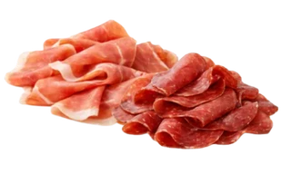 Sliced charcuterie and cured meats