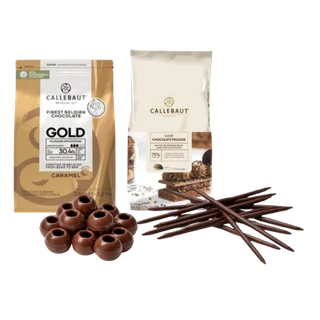 Chocolate bags, truffle shells and chocolate pencils