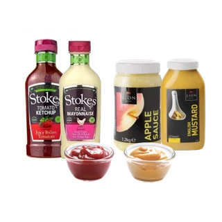Jars and pots of condiments and sauces