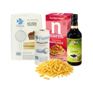 Gluten-free flours, pasta, oatcakes and soy sauce