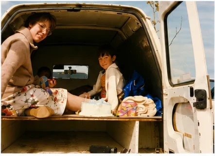 Children sitting in the back of a Cleveleys van