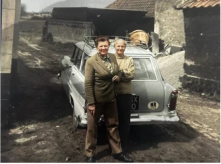 Two generations of the Cleveley family at Moat Farm