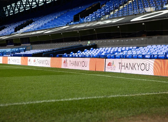 Ipswich Town Football Club stadium display thanking event sponsors
