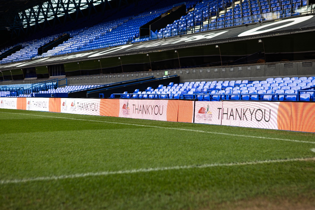 Ipswich Town Football Club stadium display thanking event sponsors